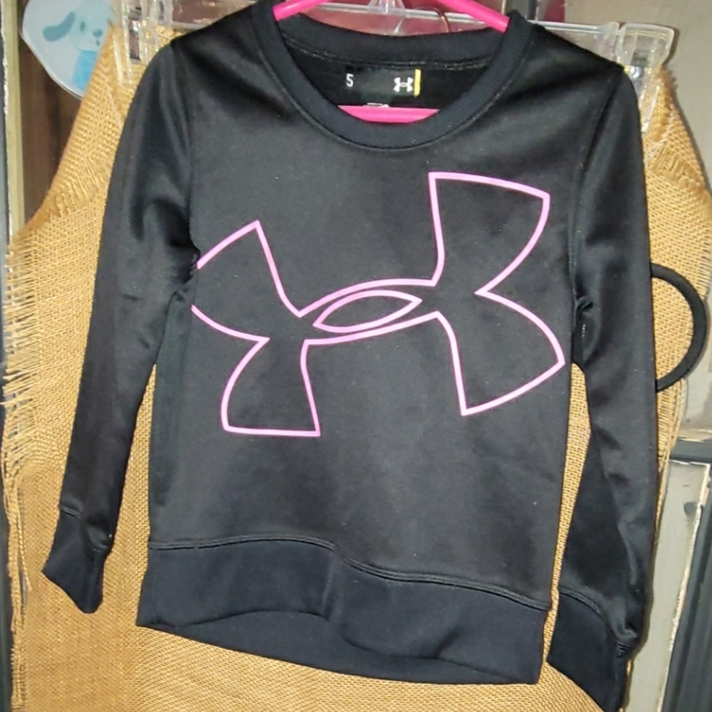 Under Armour Kids Sweatshirt with Pink Logo on Black